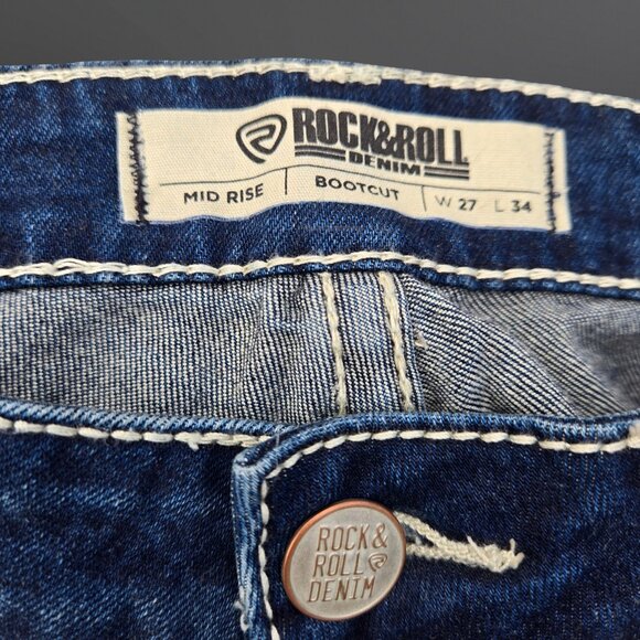 Y2K Deadstock Bootcut Jeans Rock & Roll Denim Size 27 Dark Wash Mid Rise - Picture 11 of 12